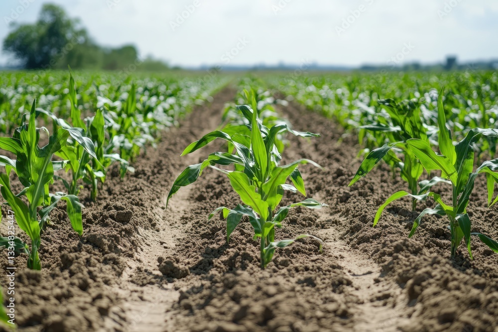 Genetically Modified Crops Thrive in an Expansive Field Under a Clear Sky With Rows of Vibrant Green Plants Ready for Harvest Genetically Modified Crops Thrive in an Expansive Field Under a Clear Sky With Rows of Vibrant Green Plants Ready for Harvest
