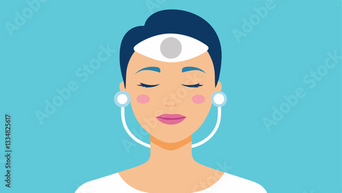 Radiant Skin Effect A representation of the facial massager in use on a models face with glowing skin areas highlighted around the cheekbones and forehead emphasizing skin