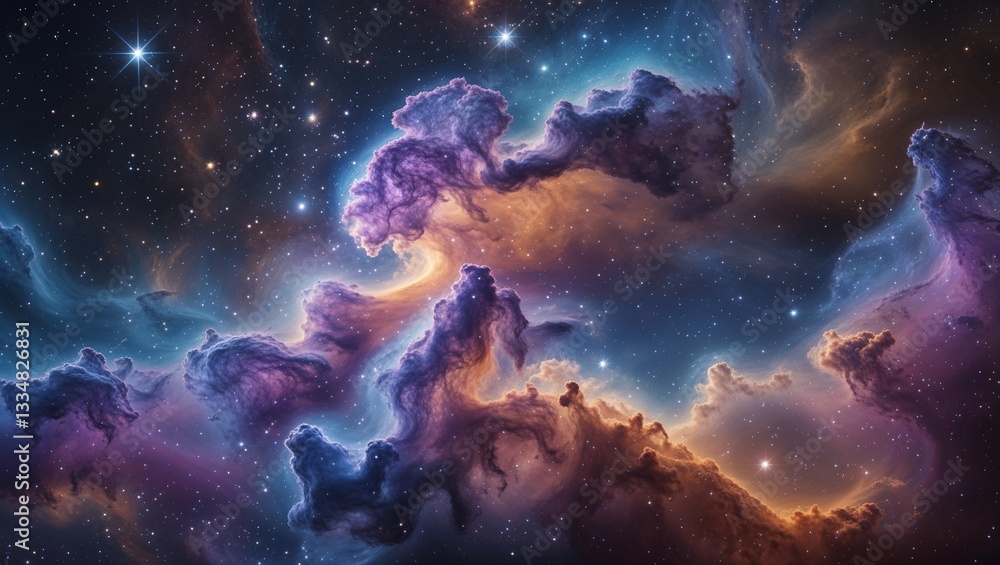 Fototapeta premium Cosmic nebulae, vibrant colors, representing the beauty of deep space