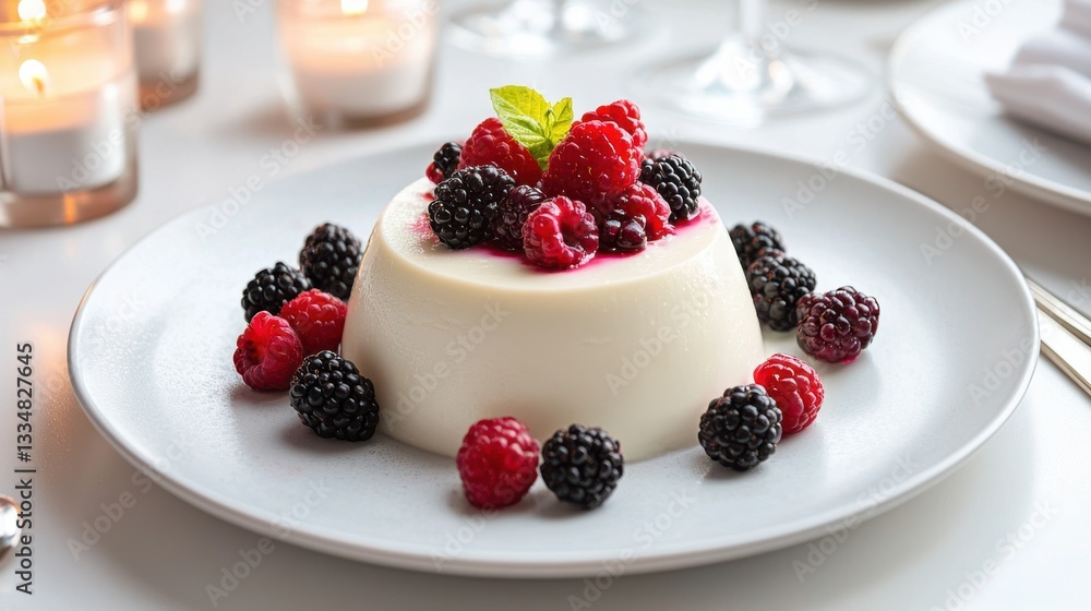 Delicious Dessert Featuring Fresh Berries and Green Leafy Garnish Delight Delicious Dessert Featuring Fresh Berries and Green Leafy Garnish Delight