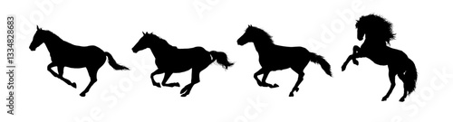 Set of horse silhouettes - vector illustration