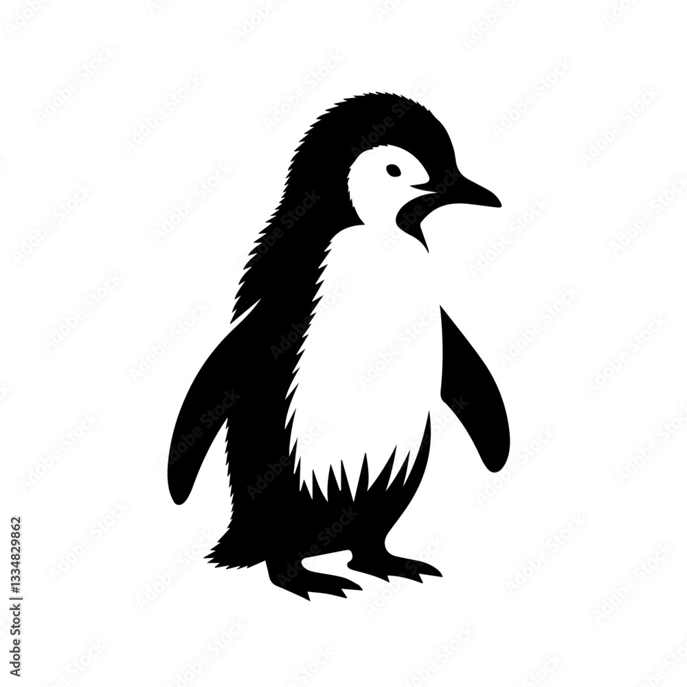 Fototapeta premium penguin silhouette, penguin silhouette on a white background