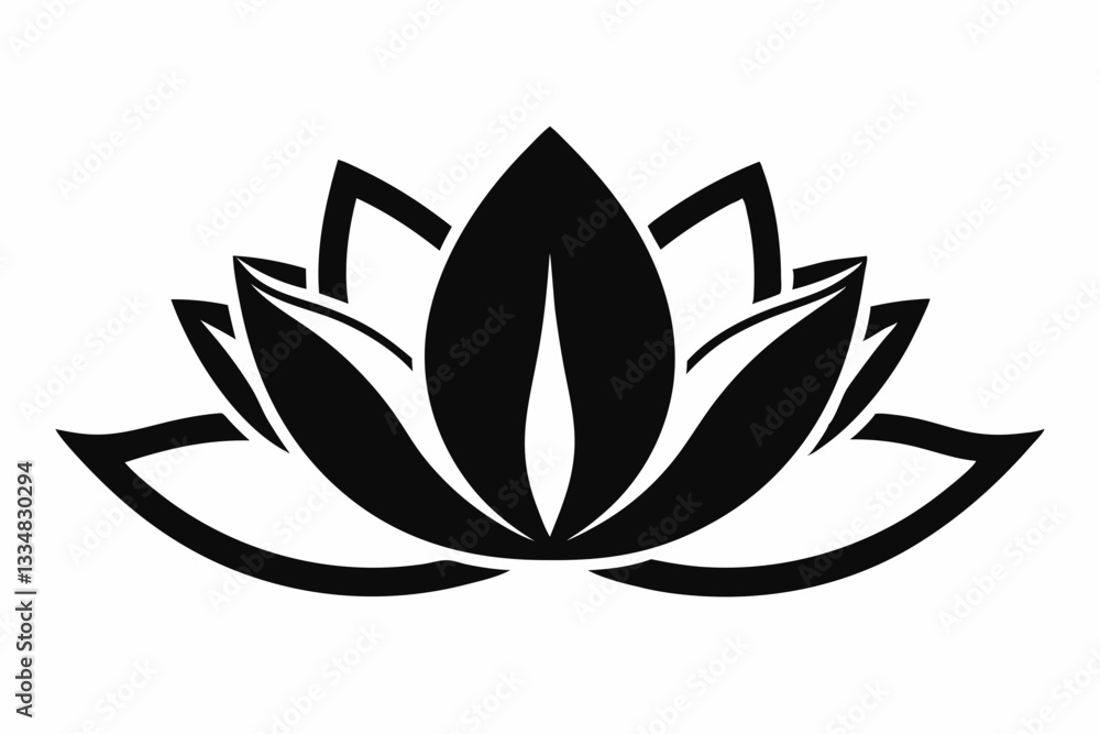 lotus icon line art silhouette vector illustration lotus icon line art silhouette vector illustration