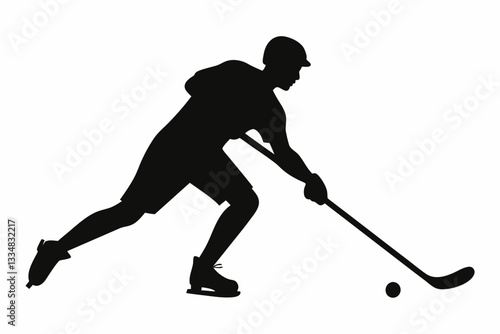 man hockey player line art silhouette vector illustration