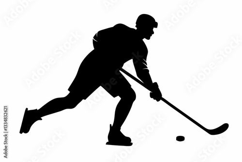 man hockey player line art silhouette vector illustration