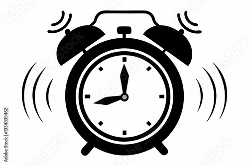 ringing alarm clock line art silhouette vector illustration