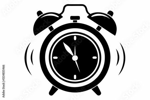ringing alarm clock line art silhouette vector illustration
