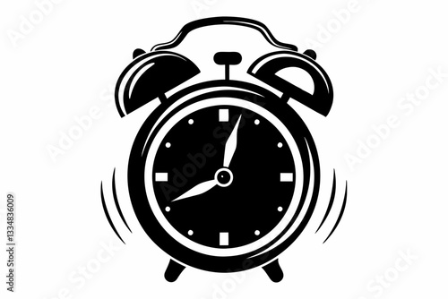ringing alarm clock line art silhouette vector illustration