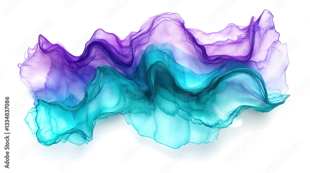 one single teal and purple watercolor aquarelle abstract splash stain isolated on white or transparent background one single teal and purple watercolor aquarelle abstract splash stain isolated on white or transparent background