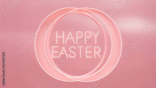 A vibrant Easter graphic featuring the joyful message Happy Easter on a lovely pastel pink background