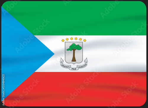 3d illustration flag of Equitorial Guinea. Equitorial Guinea flag waving isolated on white background with clipping path. 
