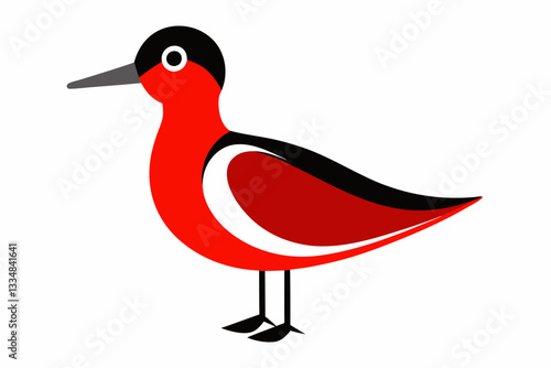 Red-Necked Phalarope Creative Vector Design on White Background