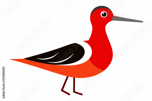 Red-Necked Phalarope Creative Vector Design on White Background