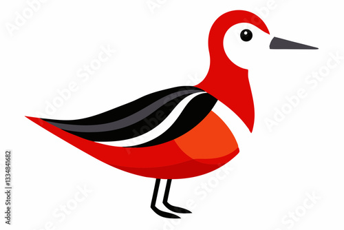 Red-Necked Phalarope Creative Vector Design on White Background