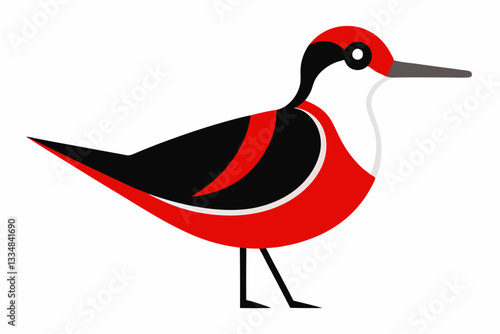 Red-Necked Phalarope Creative Vector Design on White Background