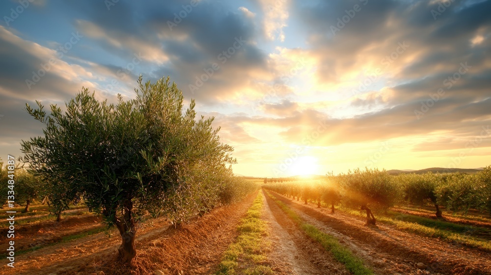 As the sun sets, it casts golden rays over rows of olive trees, creating a stunning visual of nature’s beauty and agricultural richness in the countryside. As the sun sets, it casts golden rays over rows of olive trees, creating a stunning visual of nature’s beauty and agricultural richness in the countryside.