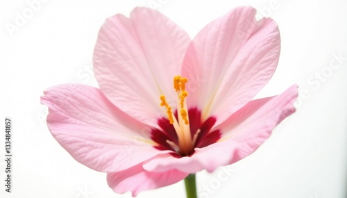 Delicate petal details on a single flower isolated on white background, delicate, nature