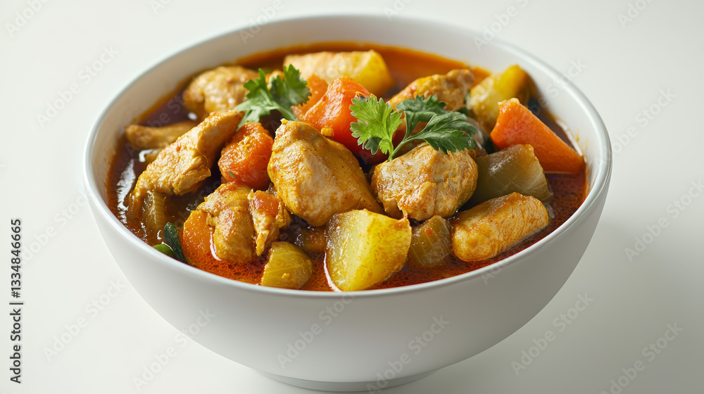 A bowl of warm stew with vegetables sits on a wooden surface, steam rising. A bowl of warm stew with vegetables sits on a wooden surface, steam rising.