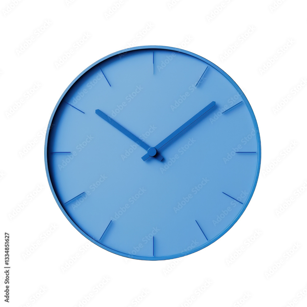 Blue clock on white background isolated on white or transparent png Blue clock on white background isolated on white or transparent png