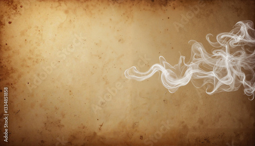Ethereal steam tendrils rising on distressed paper background, mood enhancement