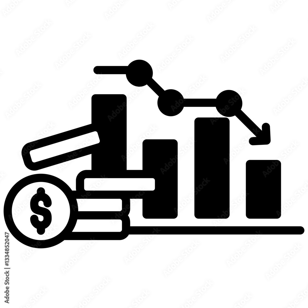 Down Market icon in Mix Filled Style. Simple Vector Design. Simple Vector Outline Filled Icon Down Market icon in Mix Filled Style. Simple Vector Design. Simple Vector Outline Filled Icon
