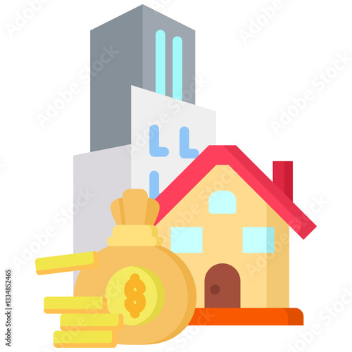 Assets icon in Flat Color Style. Simple Vector Design. Simple Vector Flat Icon