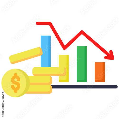 Loss icon in Flat Color Style. Simple Vector Design. Simple Vector Flat Icon