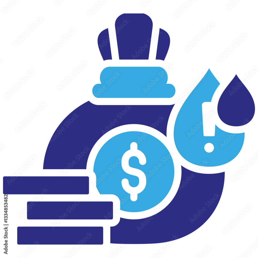 Obraz premium Liquidity Risk icon in Glyph Dual Color Style. Simple Vector Design. Simple Vector Glyph Icon