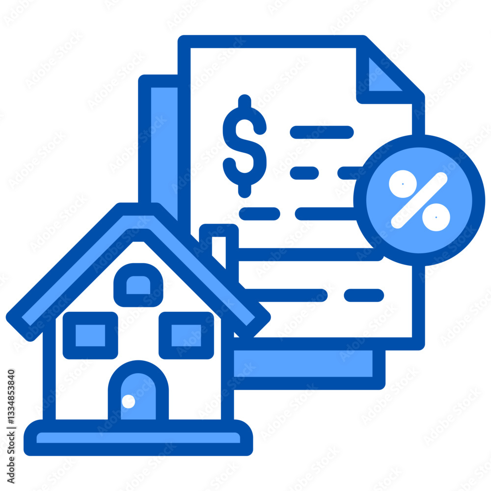 Estate Tax icon in Blue Color Style. Simple Vector Design. Simple Vector Flat Icon Estate Tax icon in Blue Color Style. Simple Vector Design. Simple Vector Flat Icon
