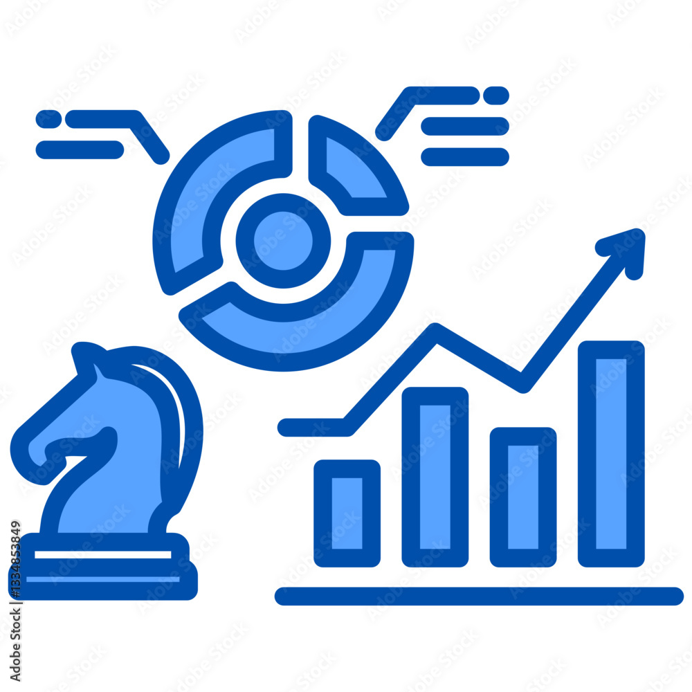 Investment Strategy icon in Blue Color Style. Simple Vector Design. Simple Vector Flat Icon Investment Strategy icon in Blue Color Style. Simple Vector Design. Simple Vector Flat Icon