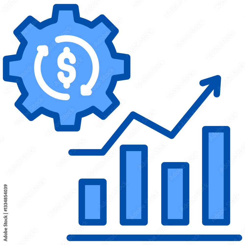 Investment Management Process icon in Blue Color Style. Simple Vector Design. Simple Vector Flat Icon Investment Management Process icon in Blue Color Style. Simple Vector Design. Simple Vector Flat Icon