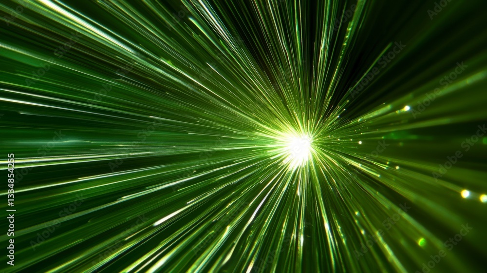 Obraz premium Abstract Green Light Rays Exploding in a Dynamic Light Show