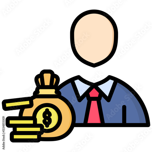 Investor icon in Flat Color Style With Outline. Simple Vector Design. Simple Vector Flat Icon