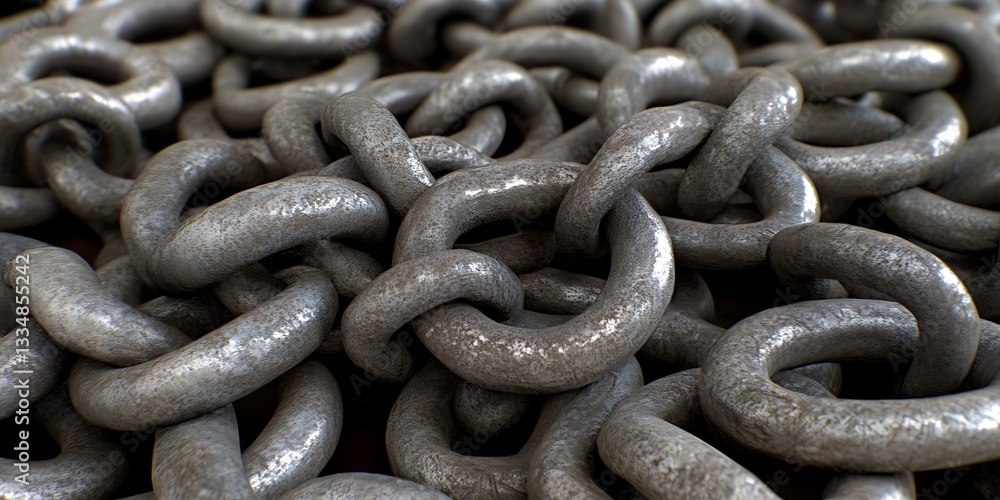 Macro perspective of interwoven metallic chains, symbolizing connection Macro perspective of interwoven metallic chains, symbolizing connection