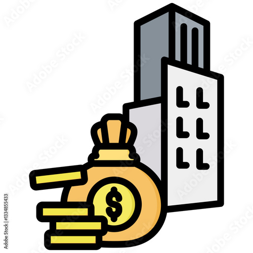 Investment Venture icon in Flat Color Style With Outline. Simple Vector Design. Simple Vector Flat Icon