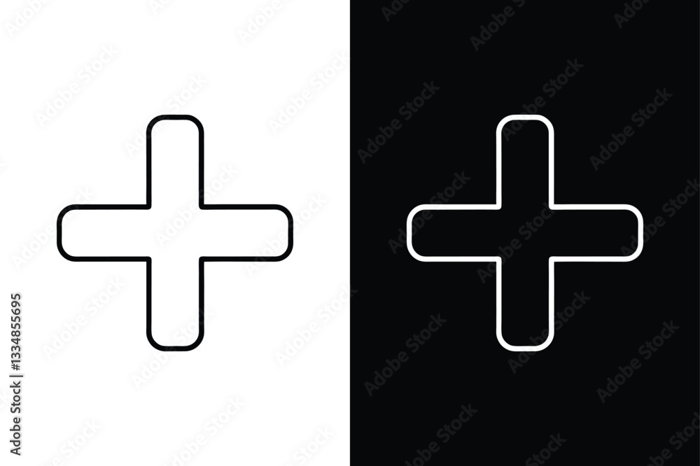 Obraz premium Plus icon vector on White Background ,Vector Art Illustration on white background.