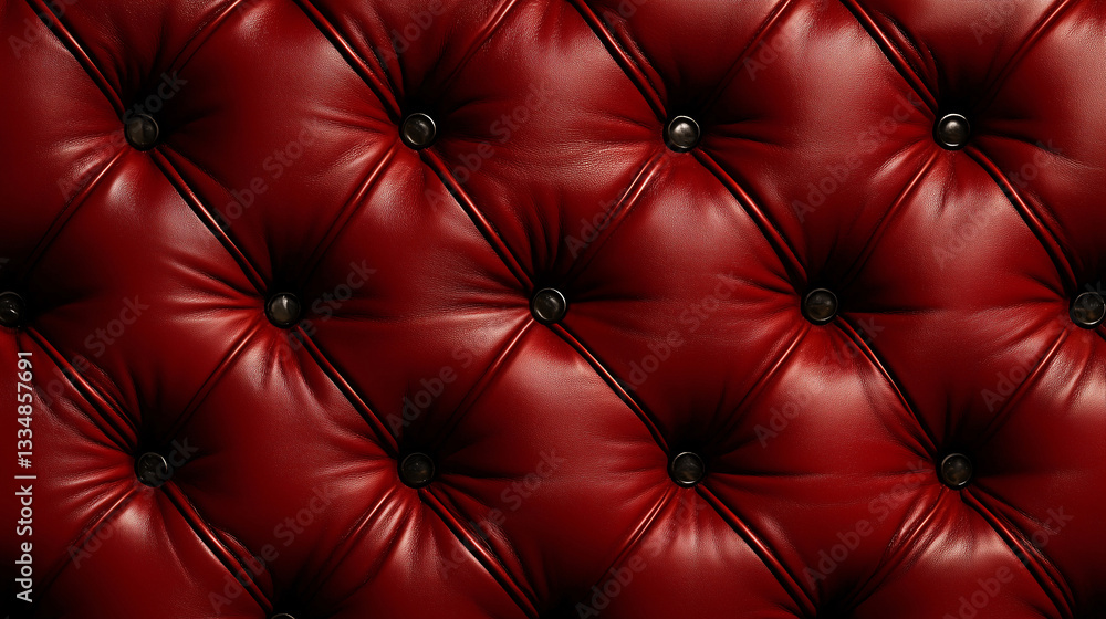 Luxurious deep red leather upholstery with a classic tufted design, featuring evenly spaced buttons and a rich, glossy texture. Luxurious deep red leather upholstery with a classic tufted design, featuring evenly spaced buttons and a rich, glossy texture.