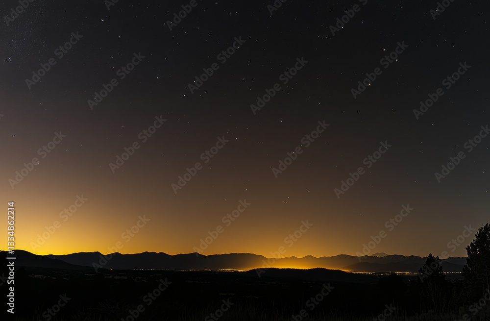 Nighttime mountain sunrise panorama Nighttime mountain sunrise panorama