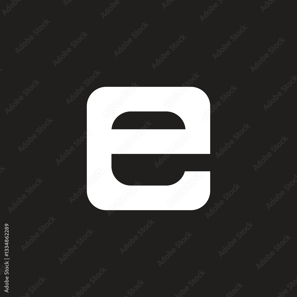 Rounded rectangle shape, lowercase E vector logo template. Rounded rectangle shape, lowercase E vector logo template.
