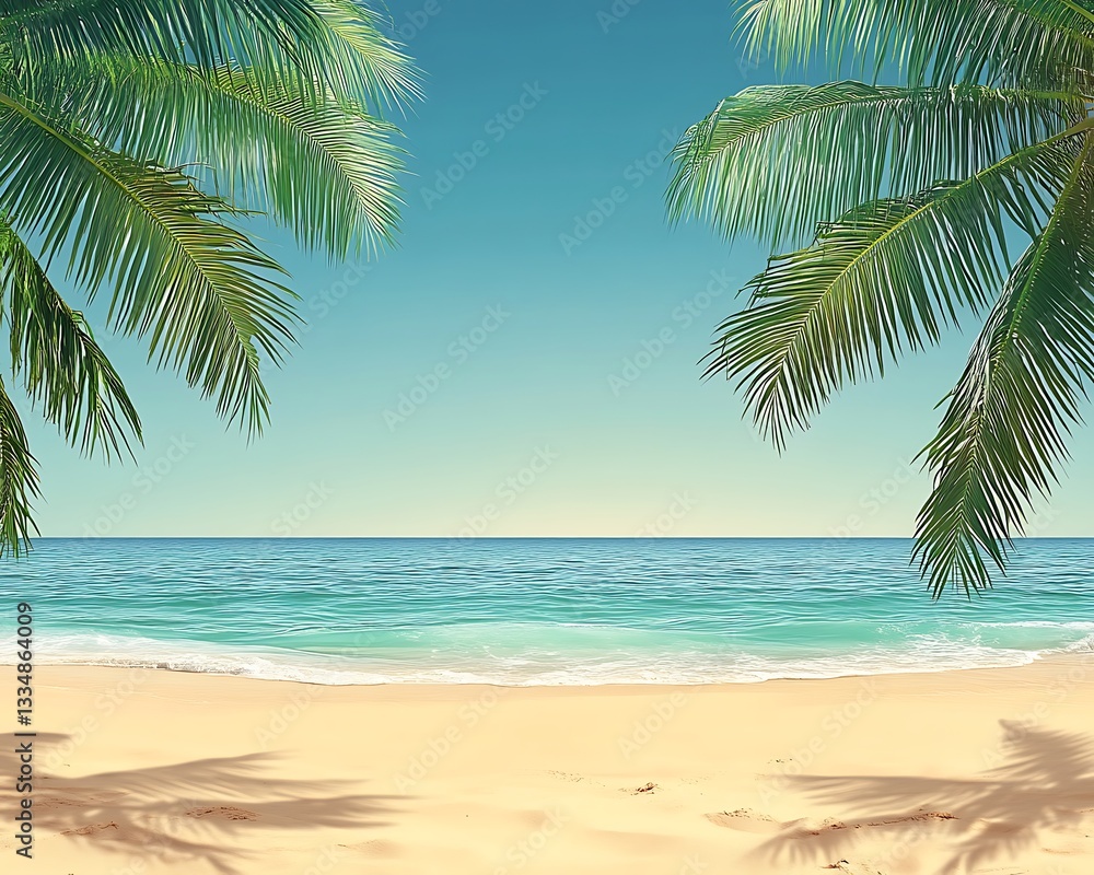 Fototapeta premium Tropical beach paradise, ocean view, summer vacation