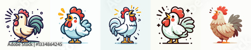 Vector of a rooster crowing.
