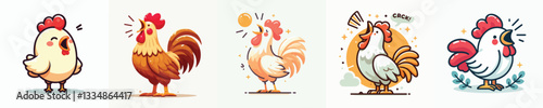Vector of a rooster crowing.
