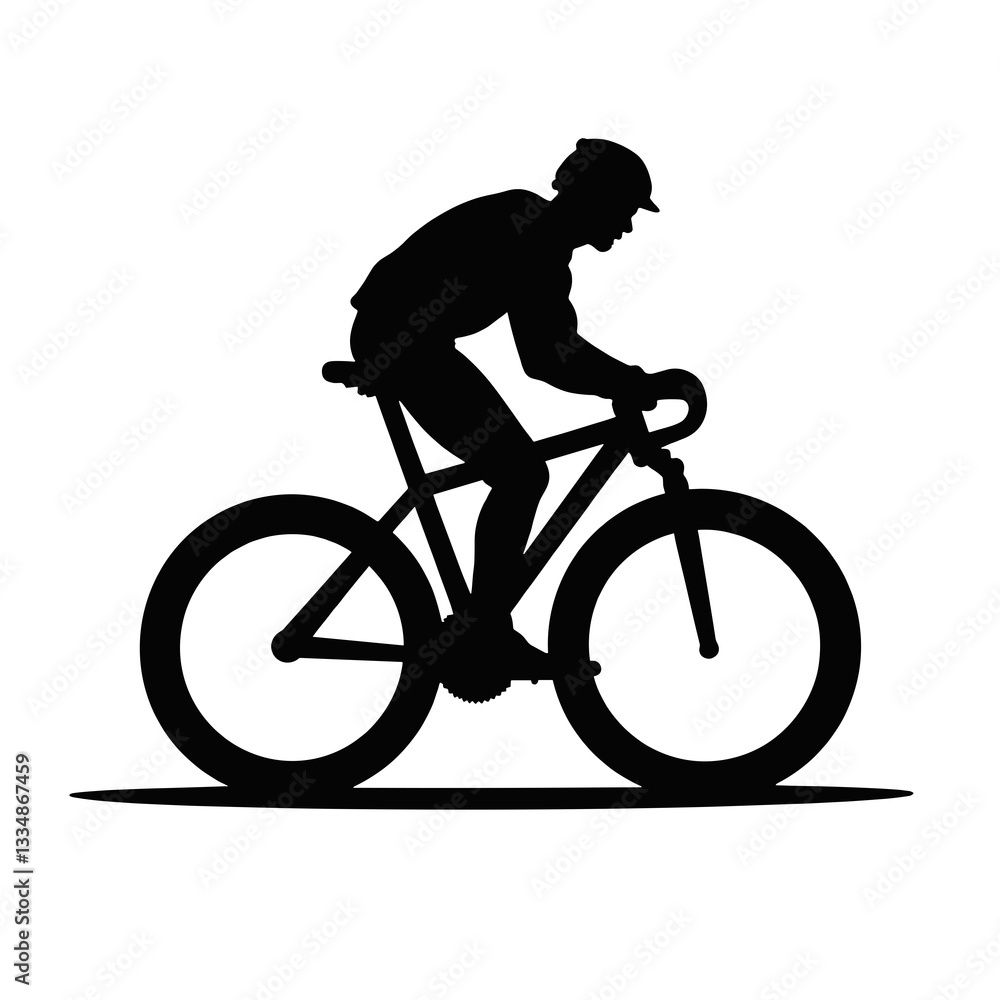 Fototapeta premium Cyclist silhouette riding bicycle on a transparent background 