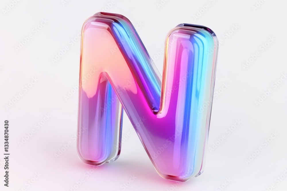 Holographic Letter N on White Background (1) Holographic Letter N on White Background (1)
