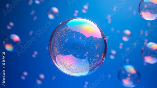 Wallpaper Mural Beautiful Water Drops on a Blue Background - Stunning Close-Up Photography Torontodigital.ca