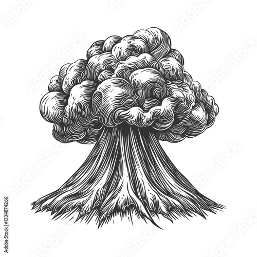 Vintage Style Illustration of a Mushroom Cloud Explosion Design