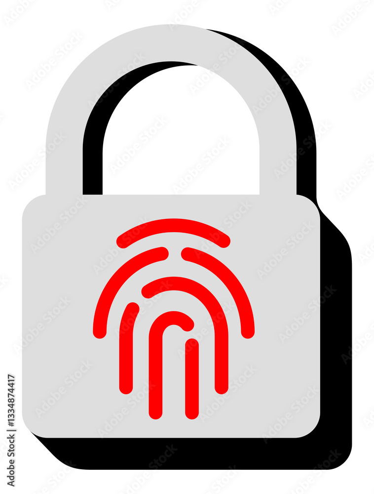 Fingerprint padlock, lock, closed and opened. Keyless, thumbprint, biometric and scanning, illustration Fingerprint padlock, lock, closed and opened. Keyless, thumbprint, biometric and scanning, illustration