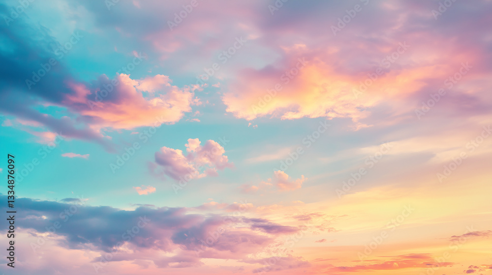 Obraz premium Dramatic colorful sky background, twilight color sky and clouds during sunset