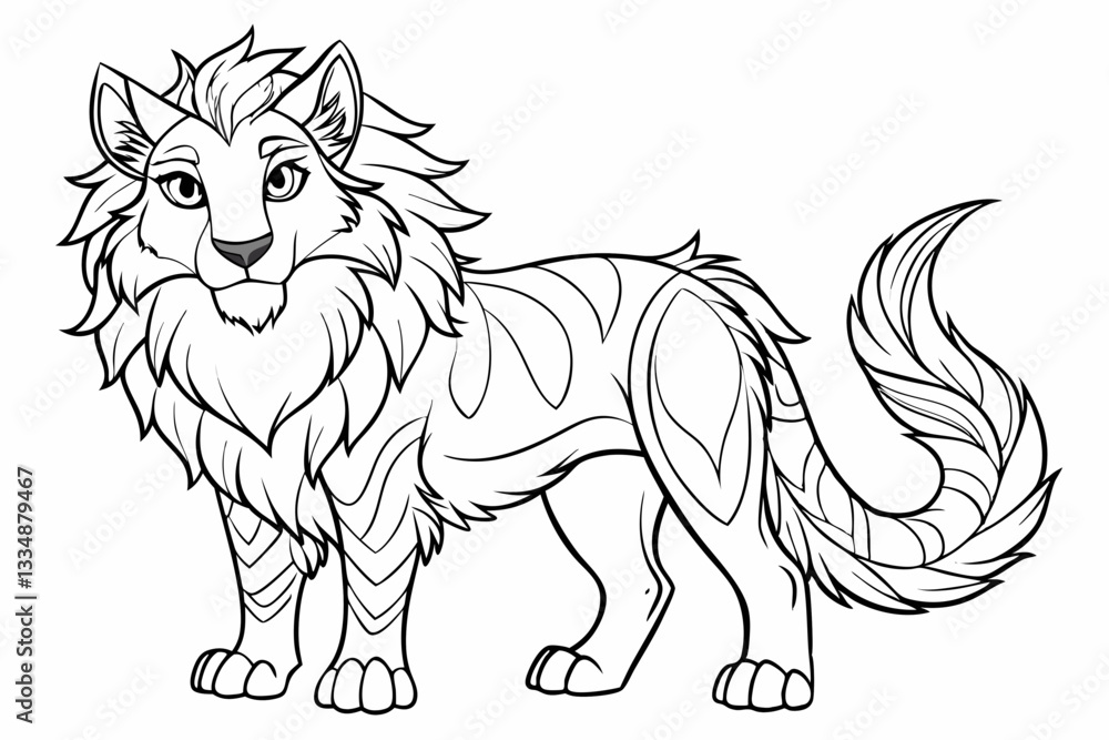 Fototapeta premium coloring page line art black sihouette vector