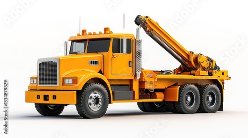 Orange tow truck on white background